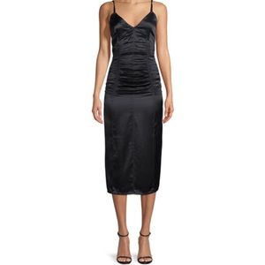 Helmut Lang Ruched V-Neck Slip Cocktail Dress